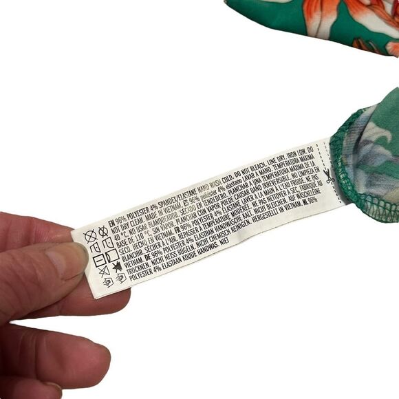 Forever 21 Green Tropical Floral Print Mock Wrap Dress - Size XL - Picture 10 of 16